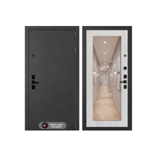 Входная металлическая дверь Лабиринт ACUSTIC с Зеркалом 18 - Сандал белый